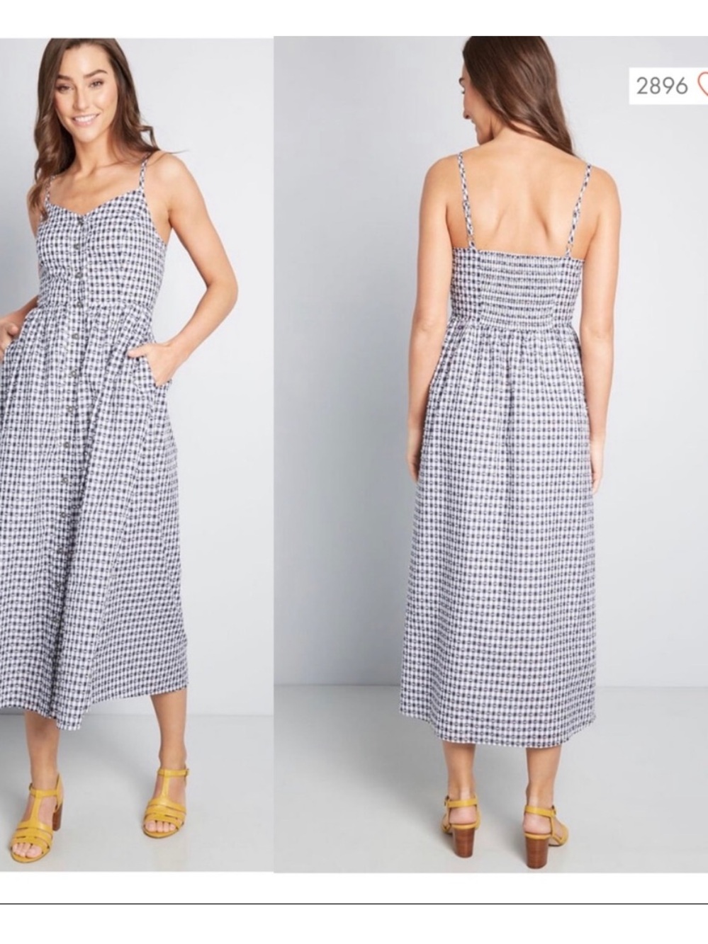 ModCloth Gingham MIDI Dress Size M